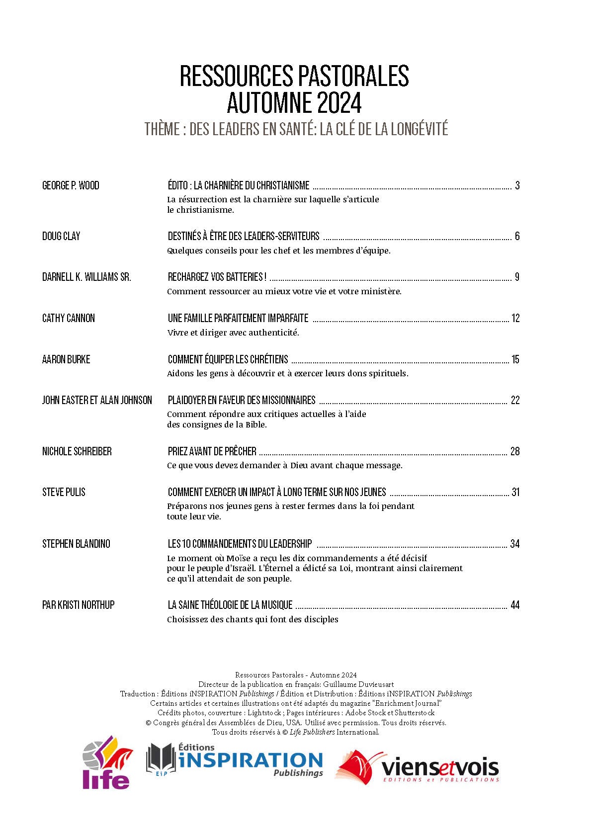 Des leaders en santé: La clé de la longévité | Ressources pastorales numéro 33