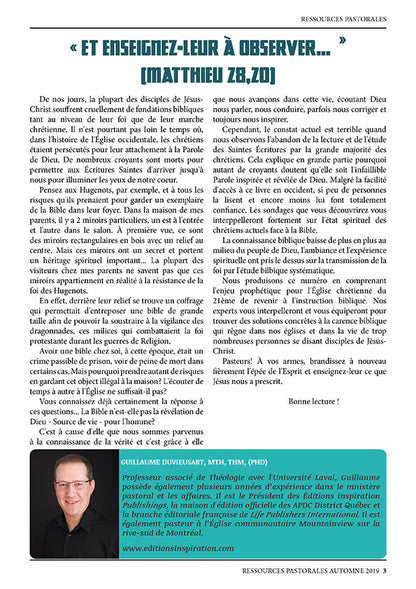 Le défi de l'instruction biblique dans l'Église actuelle | Ressources pastorales numéro 18