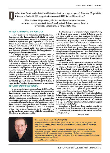 La Pentecôte: De la puissance pour un ministère qui change les vies | Ressources pastorales numéro 10