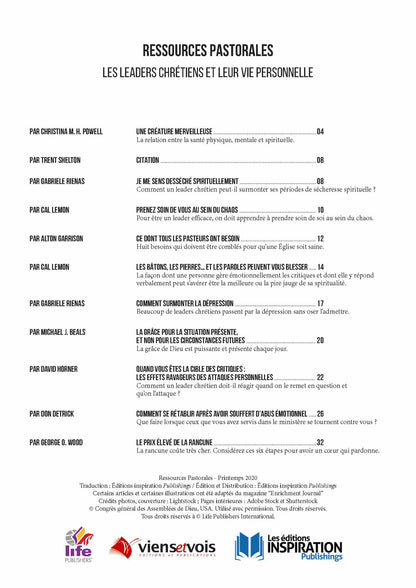Les leaders chrétiens et leur vie personnelle | Ressources pastorales numéro 19