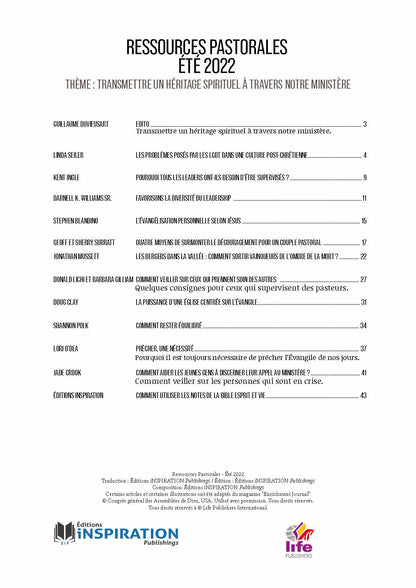 Transmettre un héritage à travers notre ministère | Ressources pastorales numéro 26