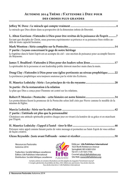 S'attendre à Dieu pour des choses plus grandes | Ressources pastorales numéro 3