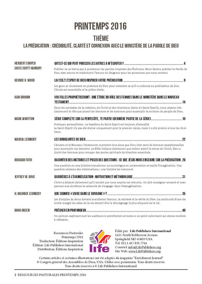 La prédication : crédibilité, clarté et connexion avec le ministère de la Parole de Dieu | Ressources pastorales numéro 7